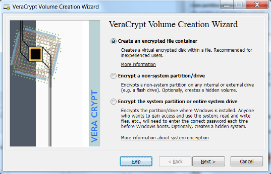 VeraCrypt Volume Creation Wizard pop-up