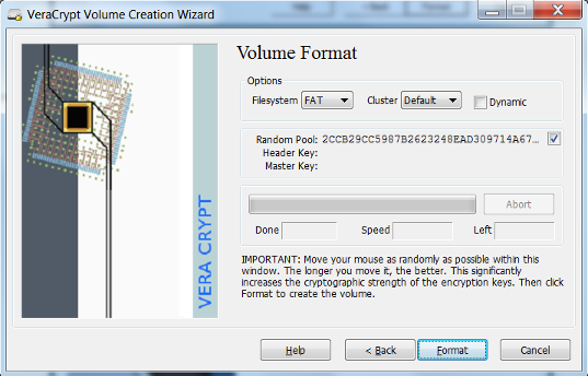 Volume Format menu